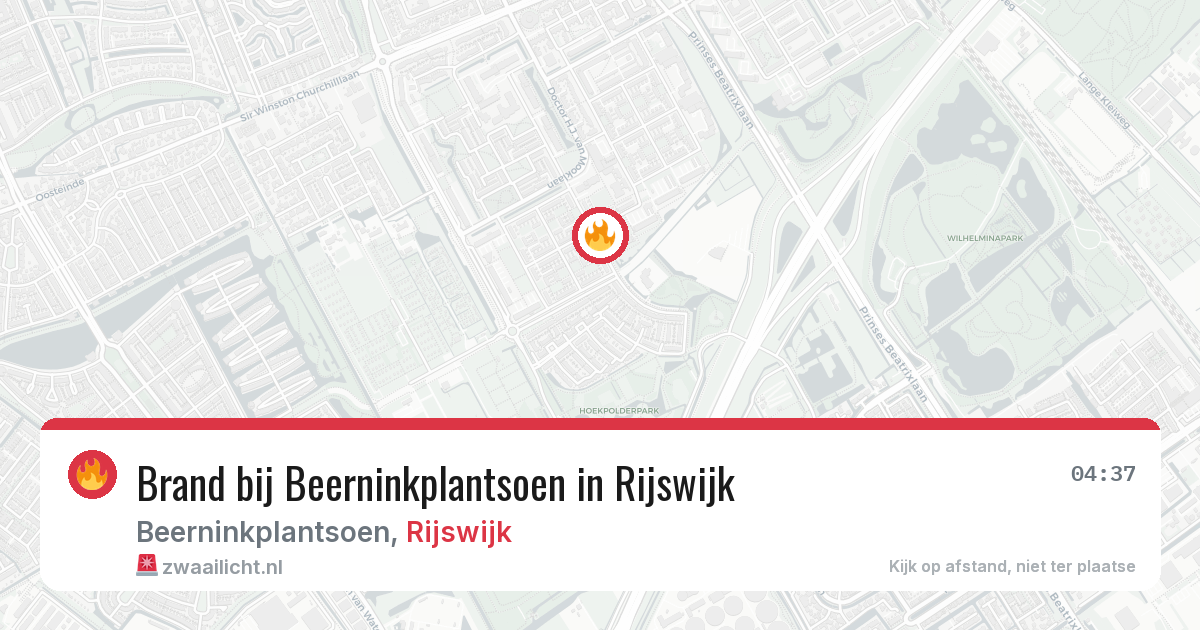 Brand bij Beerninkplantsoen in Rijswijk — 24 mei 2026
