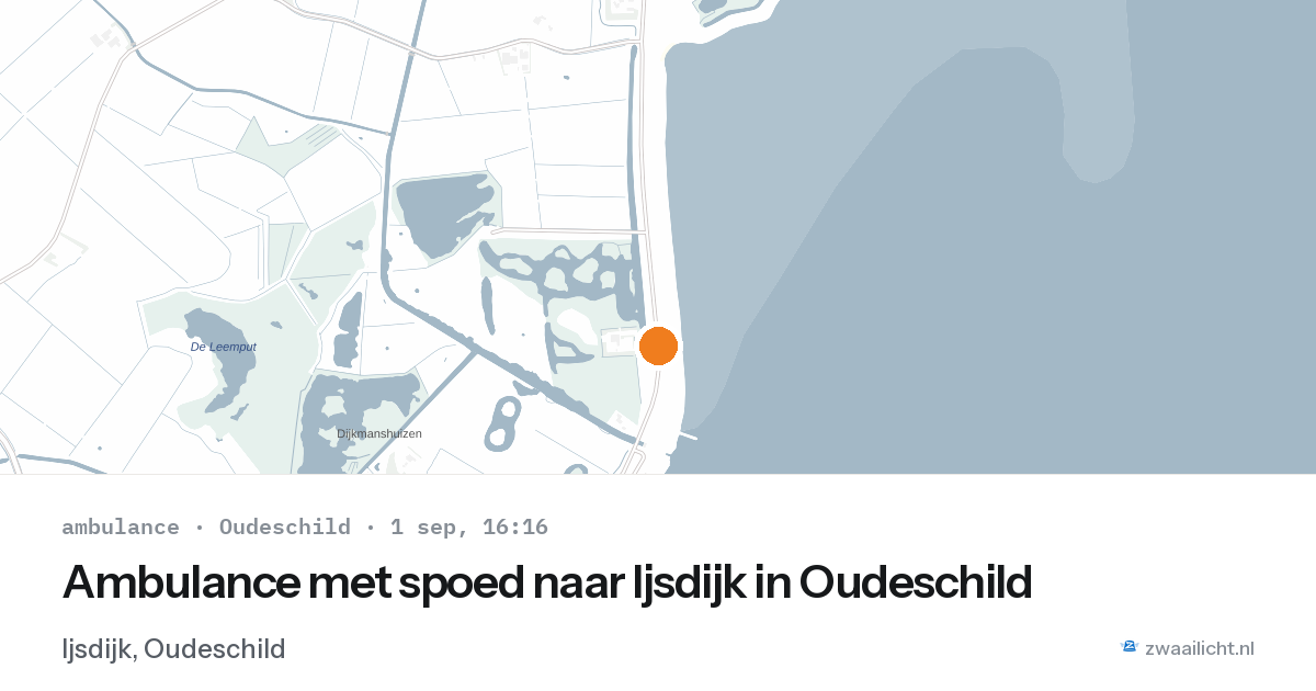 Ambulance met spoed naar Ijsdijk in Oudeschild — 1 sep 2026
