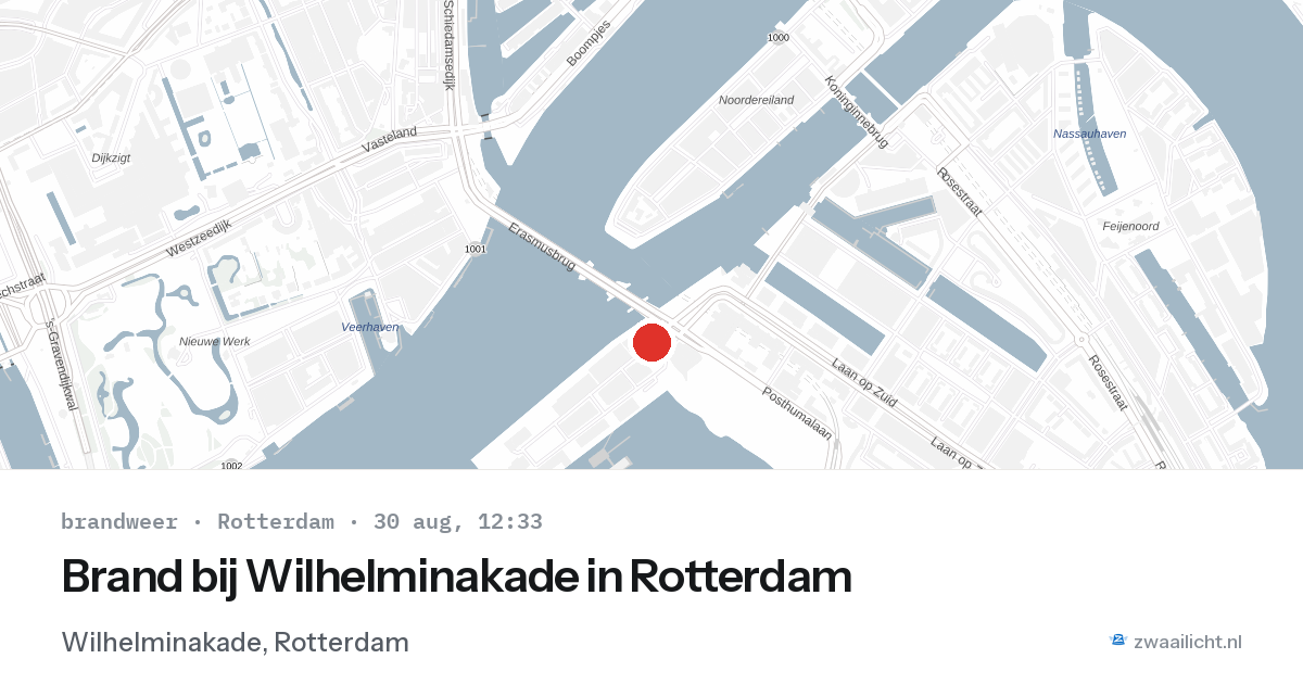 Brand bij Wilhelminakade in Rotterdam — 30 aug 2026