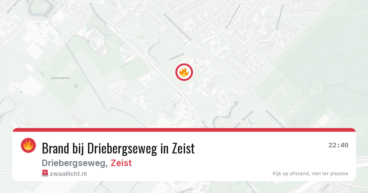 Brand bij Driebergseweg in Zeist — 9 aug 2026