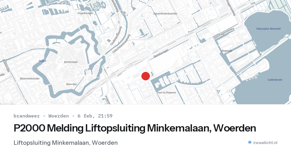 P2000 Melding Liftopsluiting Minkemalaan, Woerden — 6 feb 2026