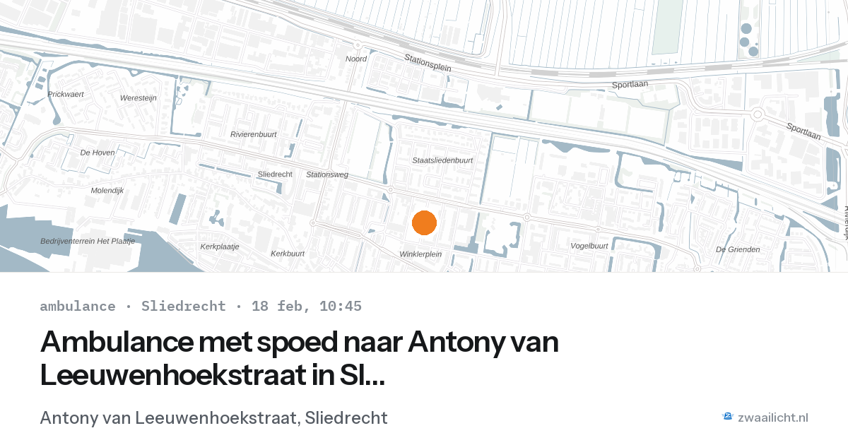Ambulance met spoed naar Antony van Leeuwenhoekstraat in Sliedrecht — 18 feb 2026