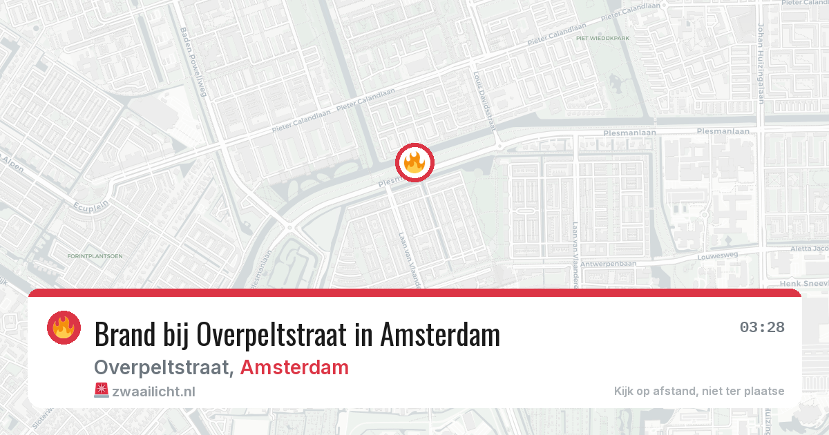 Brand bij Overpeltstraat in Amsterdam — 10 jun 2026