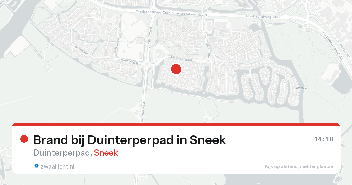 Brand bij Duinterperpad in Sneek — 18 aug 2026
