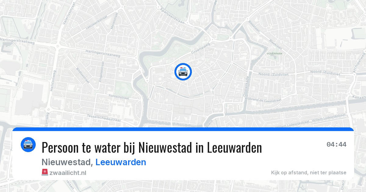 Persoon te water bij Nieuwestad in Leeuwarden — 21 jun 2026