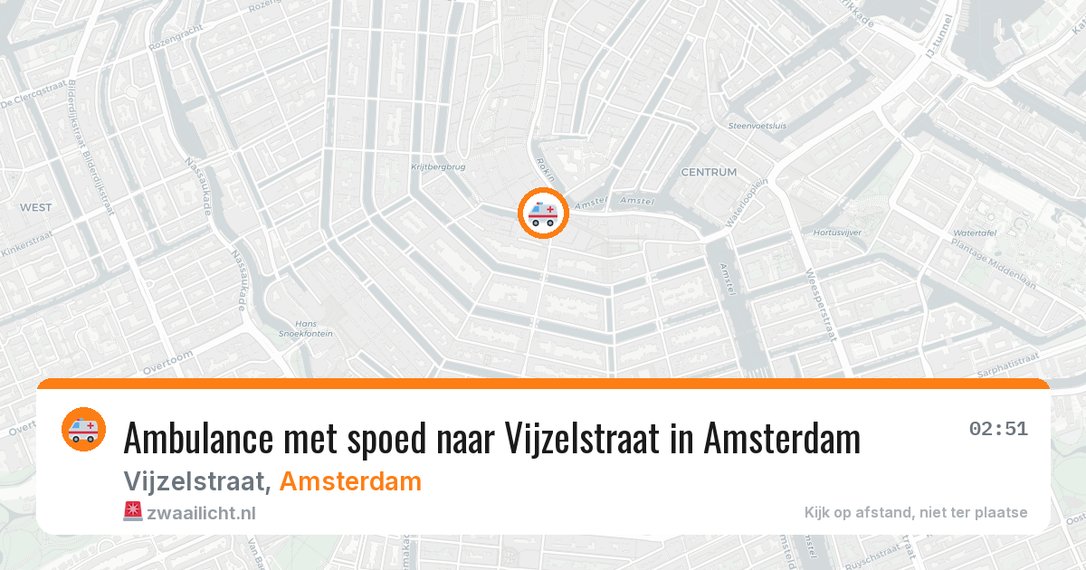 Ambulance met spoed naar Vijzelstraat in Amsterdam — 13 aug 2026