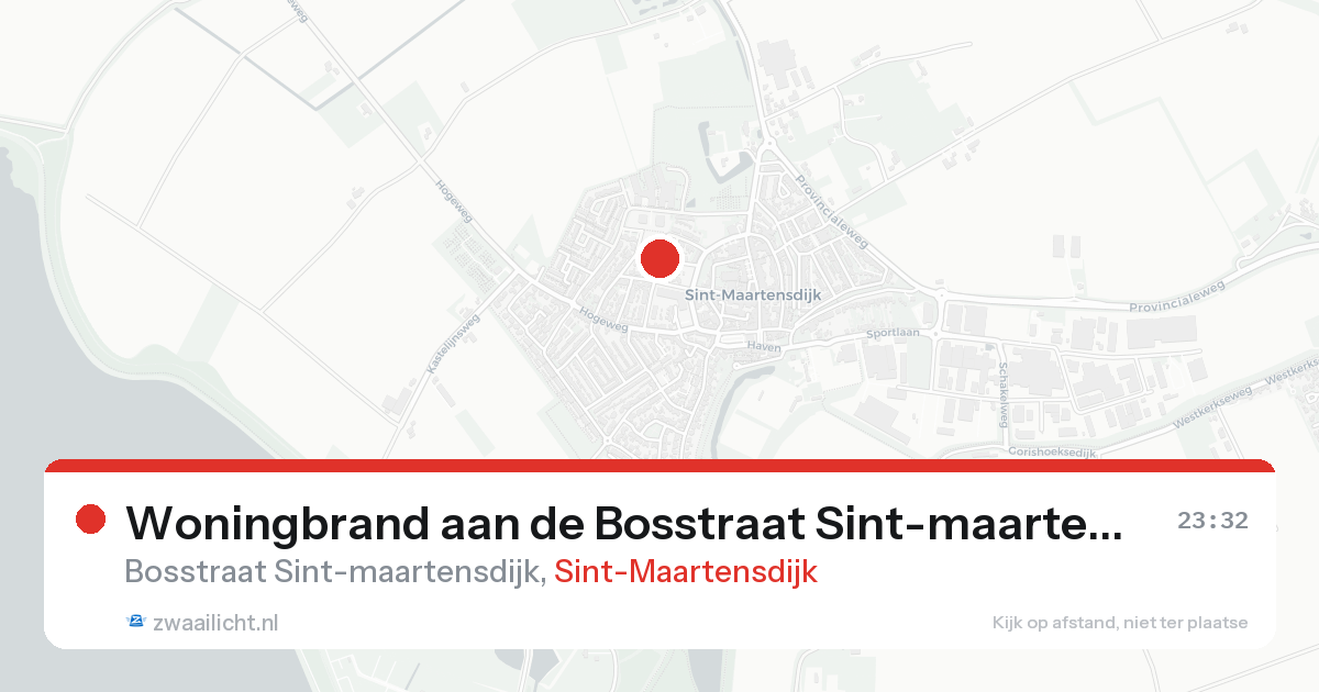 Woningbrand aan de Bosstraat Sint-maartensdijk in Sint-Maartensdijk — 20 aug 2026