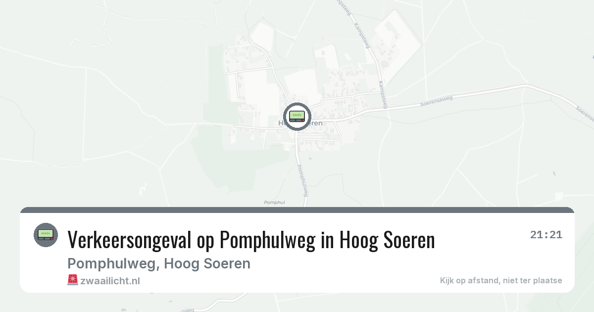 Verkeersongeval op Pomphulweg in Hoog Soeren — 16 jun 2026
