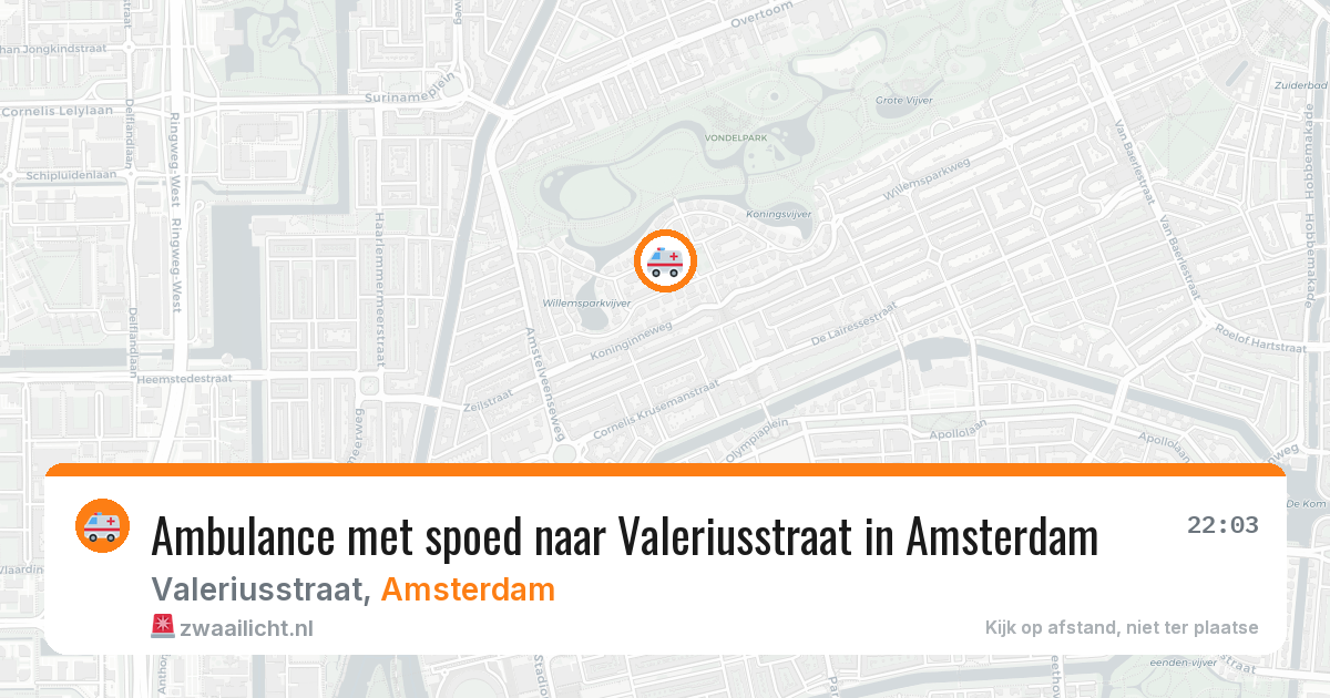 Ambulance met spoed naar Valeriusstraat in Amsterdam — 9 aug 2026