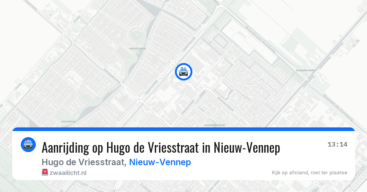 Aanrijding op Hugo de Vriesstraat in Nieuw-Vennep — 14 aug 2026