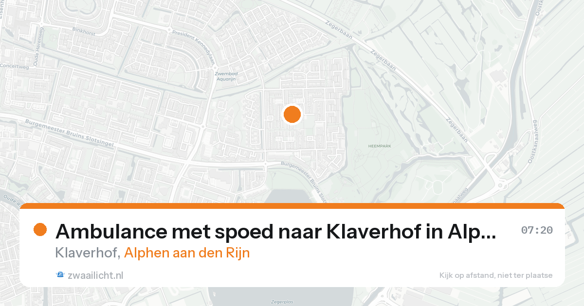 Ambulance met spoed naar Klaverhof in Alphen aan den Rijn — 20 aug 2026