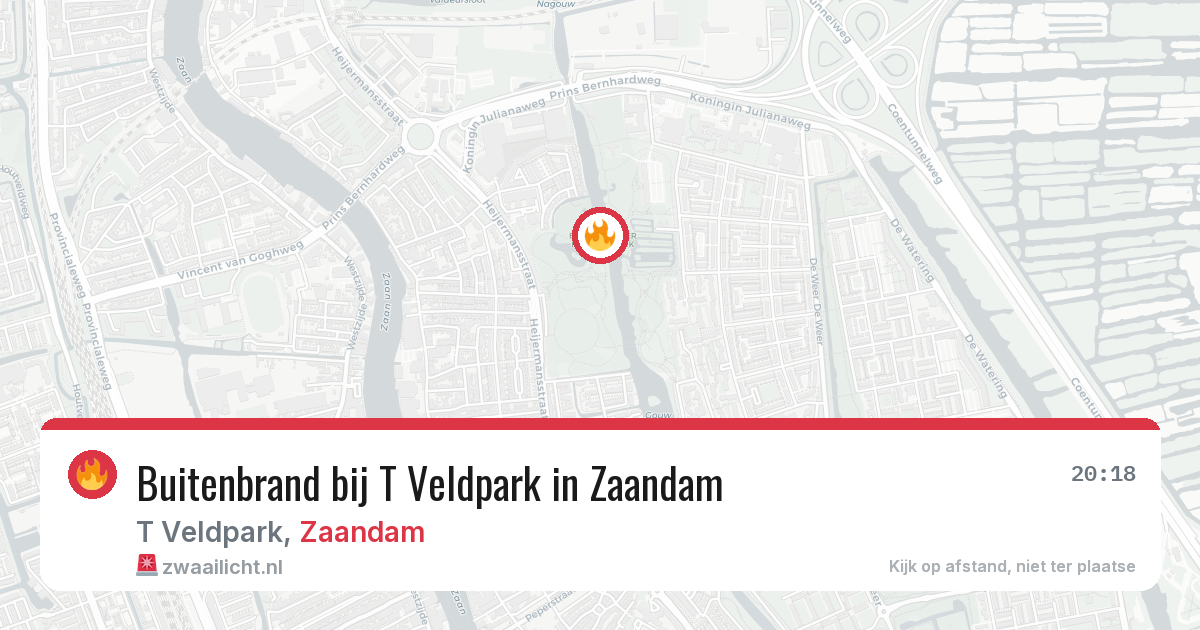 Buitenbrand bij T Veldpark in Zaandam — 13 aug 2026