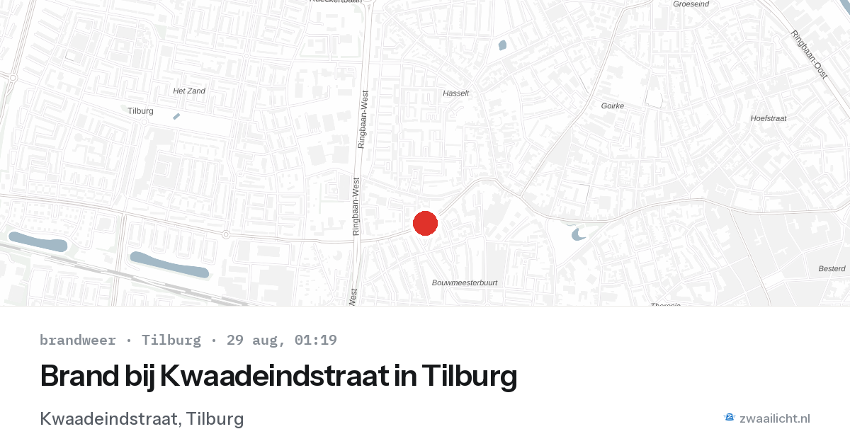Brand bij Kwaadeindstraat in Tilburg — 28 aug 2026