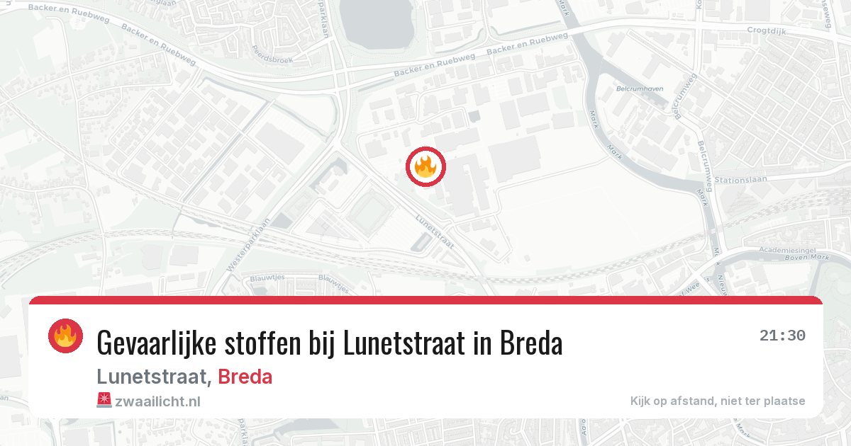 Gevaarlijke stoffen bij Lunetstraat in Breda — 17 mei 2026
