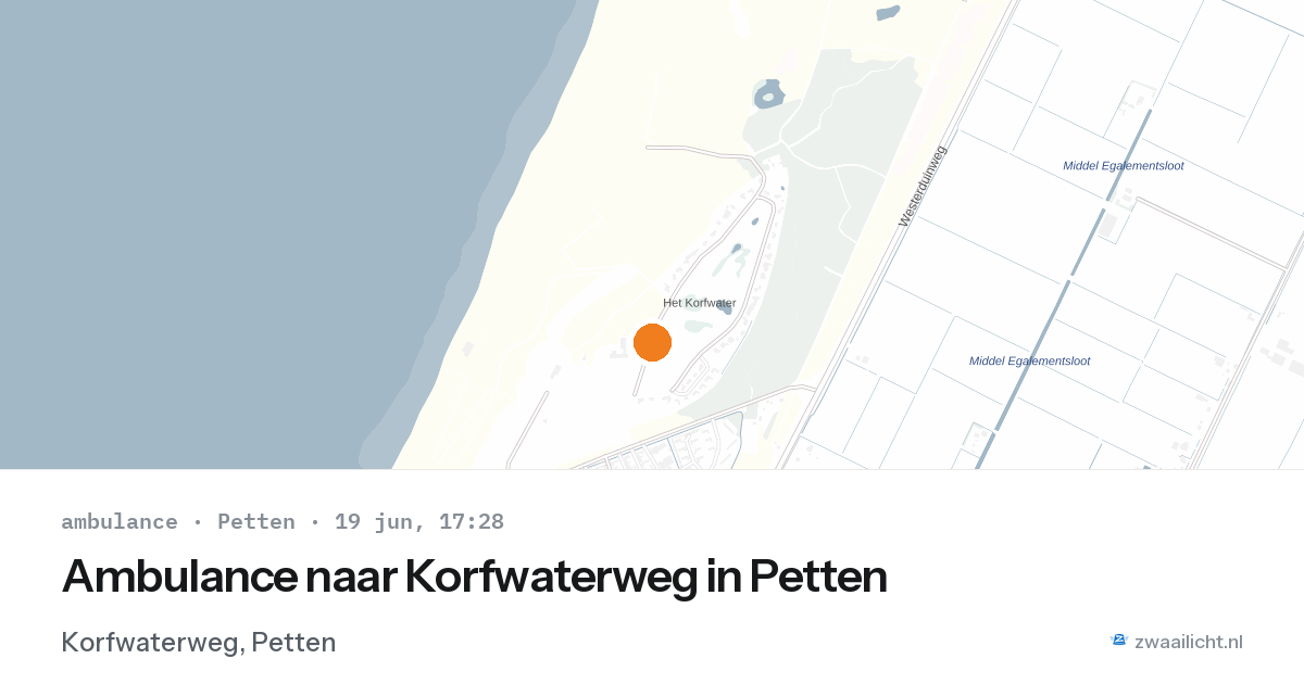 Ambulance naar Korfwaterweg in Petten — 19 jun 2026