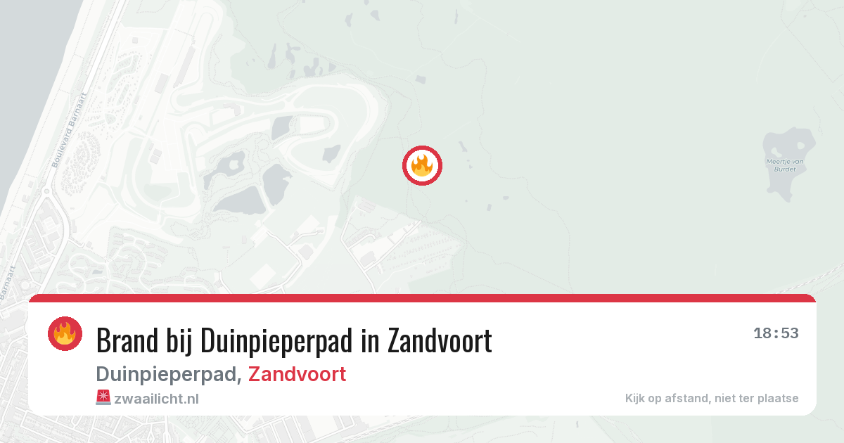 Brand bij Duinpieperpad in Zandvoort — 13 aug 2026