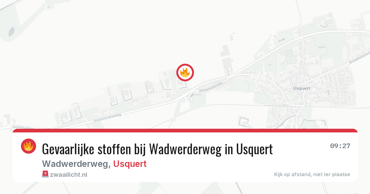 Gevaarlijke stoffen bij Wadwerderweg in Usquert — 22 jun 2026