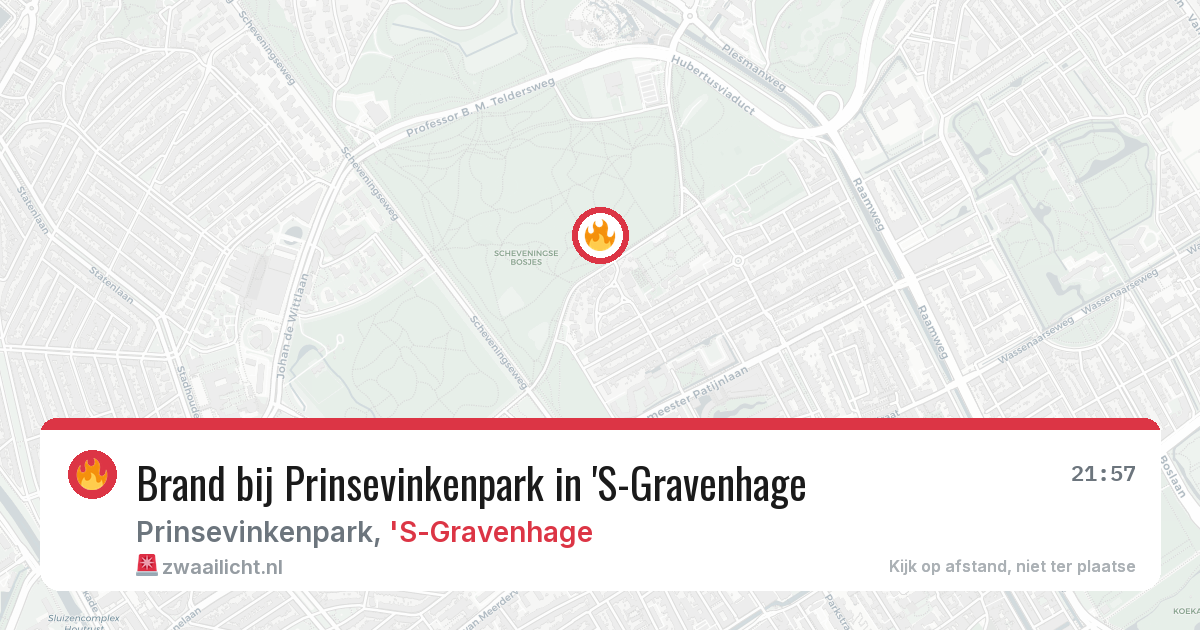 Brand bij Prinsevinkenpark in 'S-Gravenhage — 21 mrt 2026