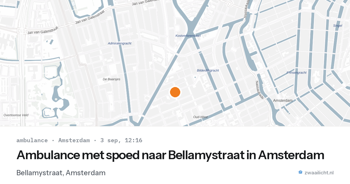 Ambulance met spoed naar Bellamystraat in Amsterdam — 3 sep 2026