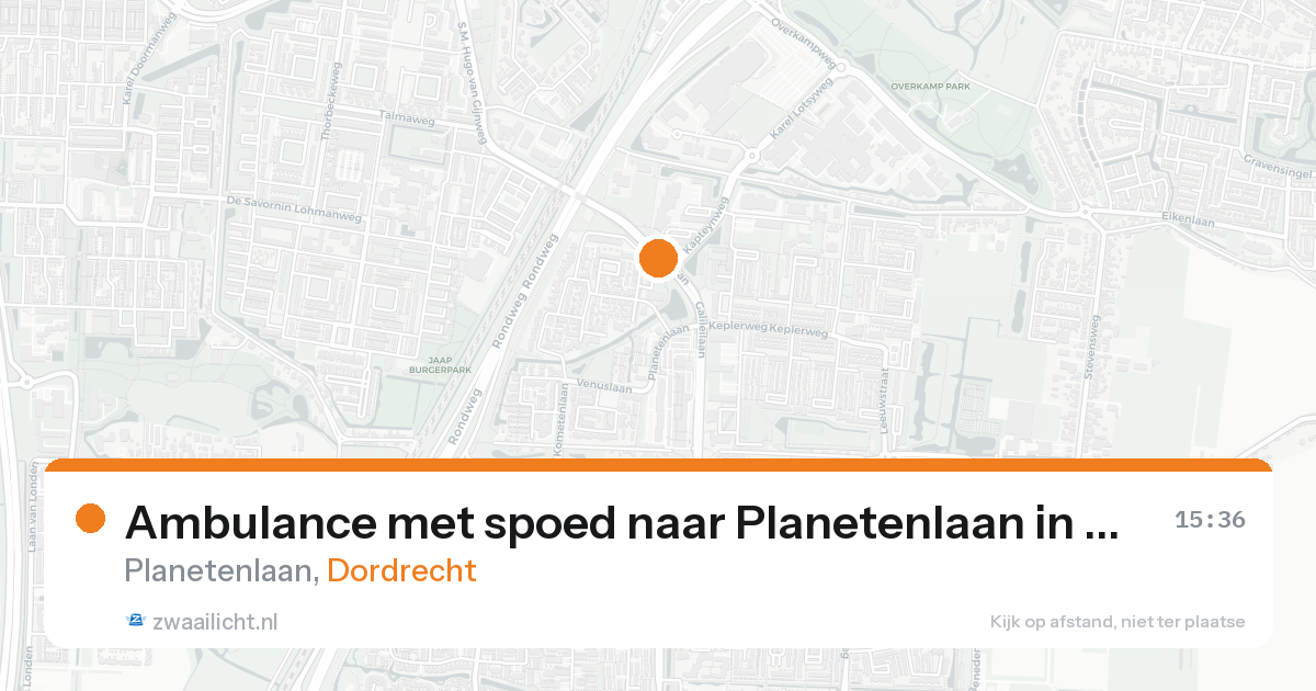 Ambulance met spoed naar Planetenlaan in Dordrecht — 24 aug 2026