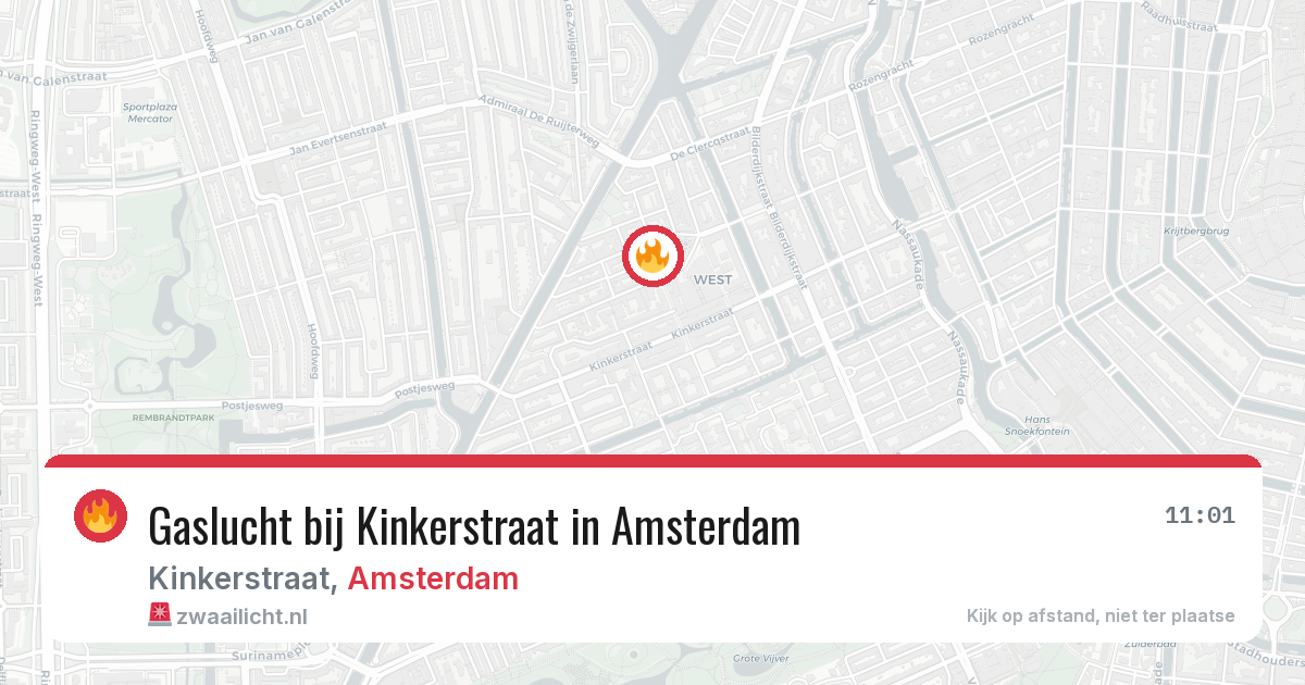 Gaslucht bij Kinkerstraat in Amsterdam — 1 apr 2026