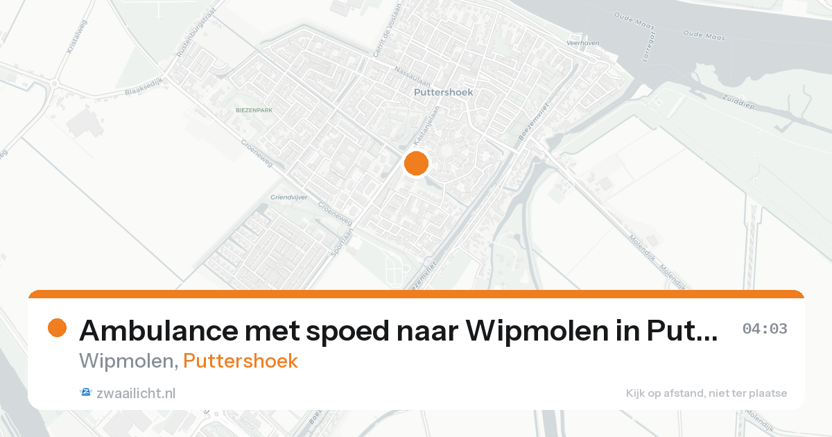 Ambulance met spoed naar Wipmolen in Puttershoek — 26 aug 2026