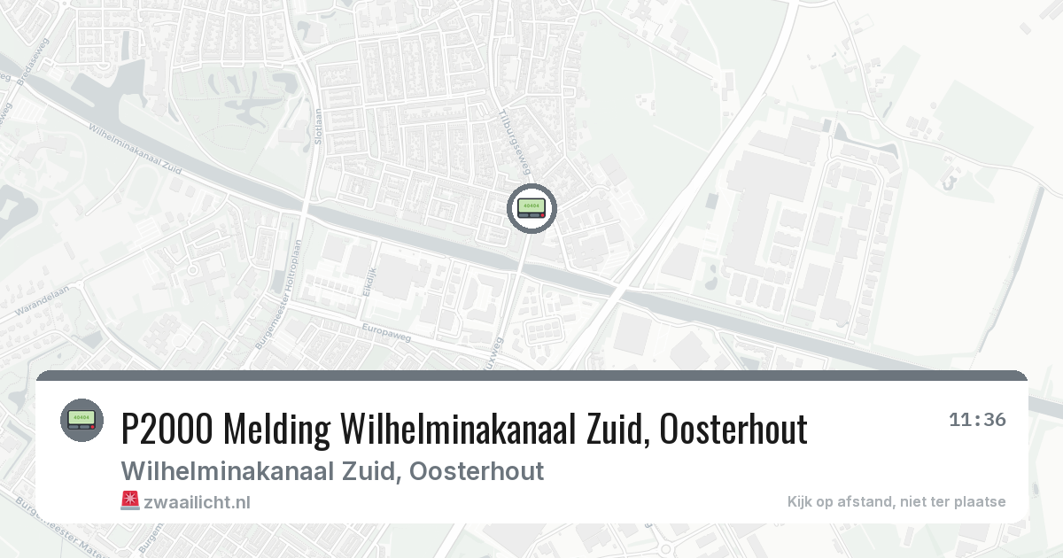 P2000 Melding Wilhelminakanaal Zuid, Oosterhout — 7 aug 2026