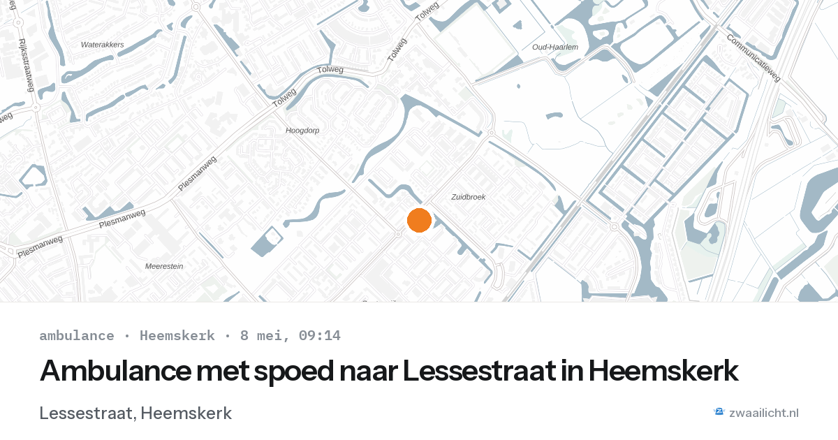 Ambulance met spoed naar Lessestraat in Heemskerk — 8 mei 2026