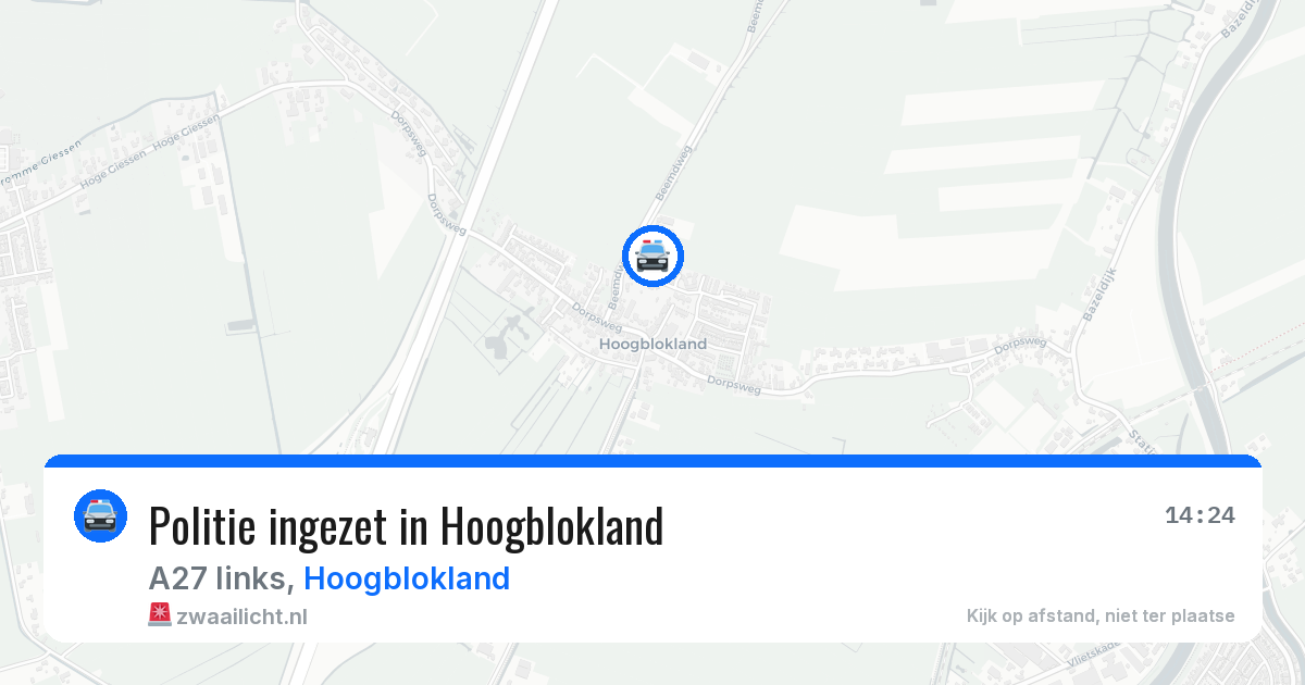 Politie ingezet in Hoogblokland — 18 mrt 2026 | 🚨 Zwaailicht.nl