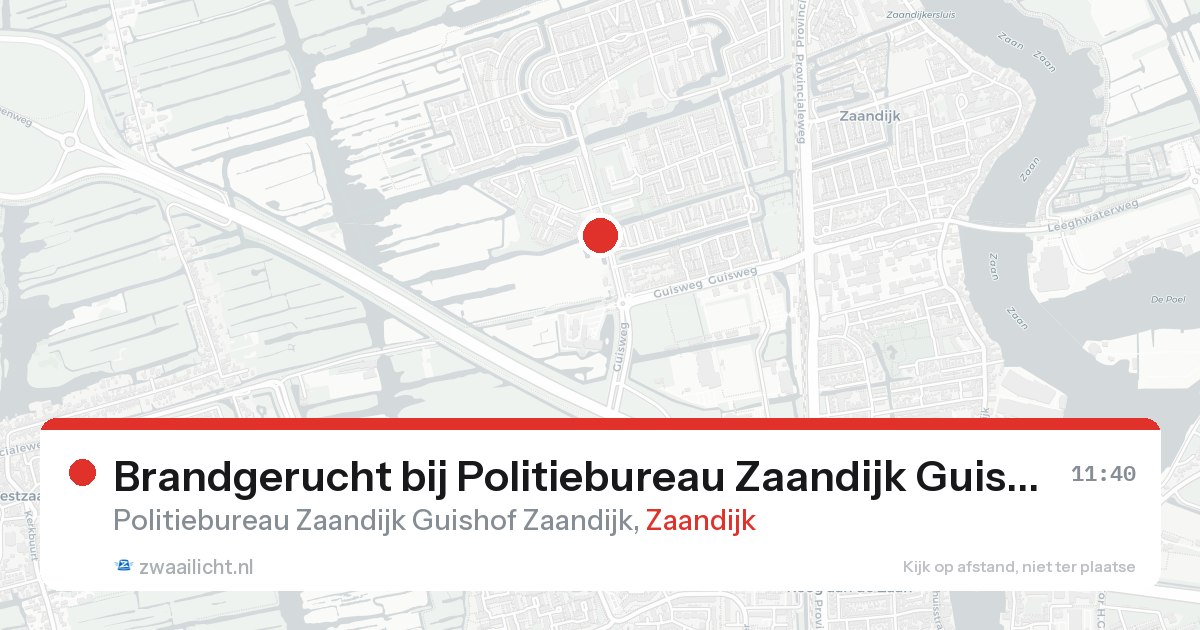 Brandgerucht bij Politiebureau Zaandijk Guishof Zaandijk in Zaandijk — 18 aug 2026