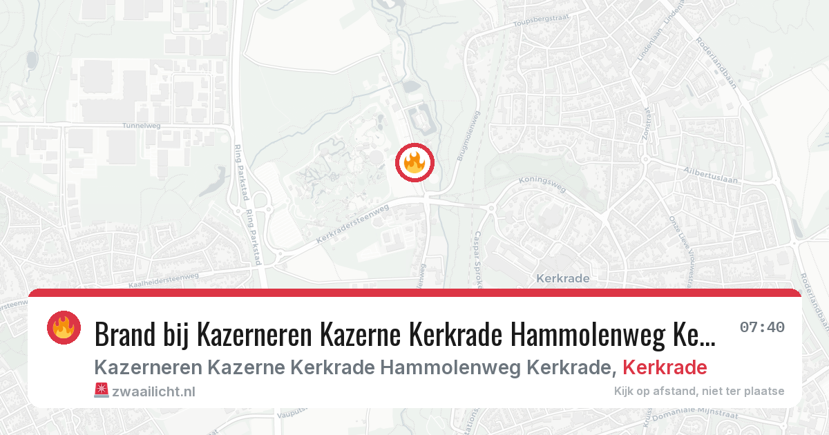 Brand bij Kazerneren Kazerne Kerkrade Hammolenweg Kerkrade in Kerkrade — 28 mrt 2026