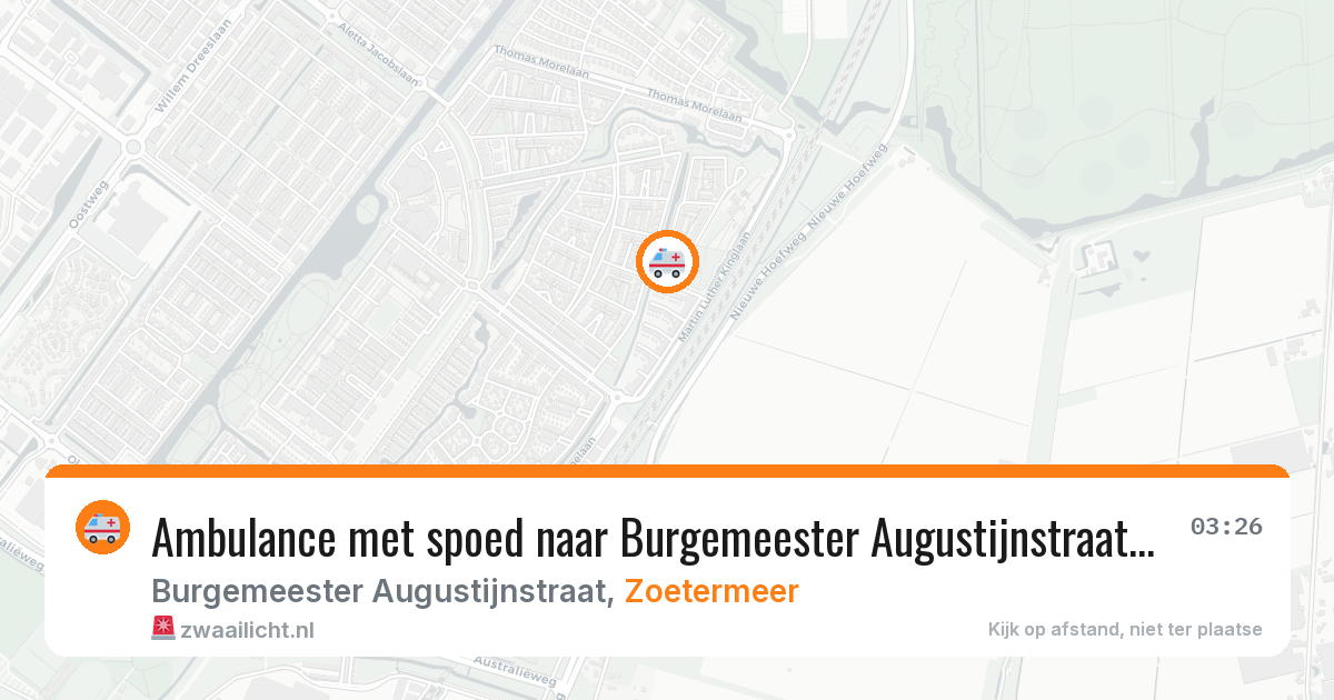 Ambulance met spoed naar Burgemeester Augustijnstraat in Zoetermeer — 15 aug 2026