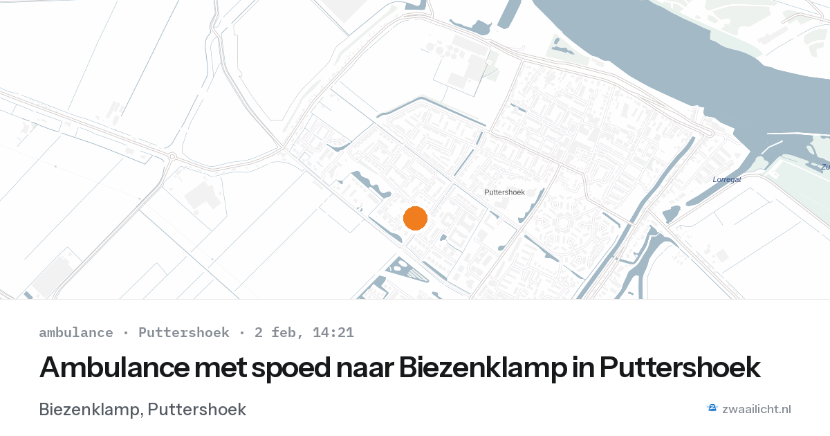 Ambulance met spoed naar Biezenklamp in Puttershoek — 2 feb 2026