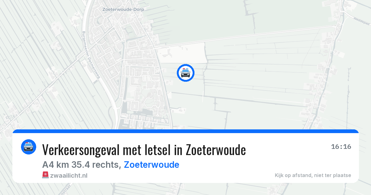 Verkeersongeval met letsel in Zoeterwoude — 26 mrt 2026