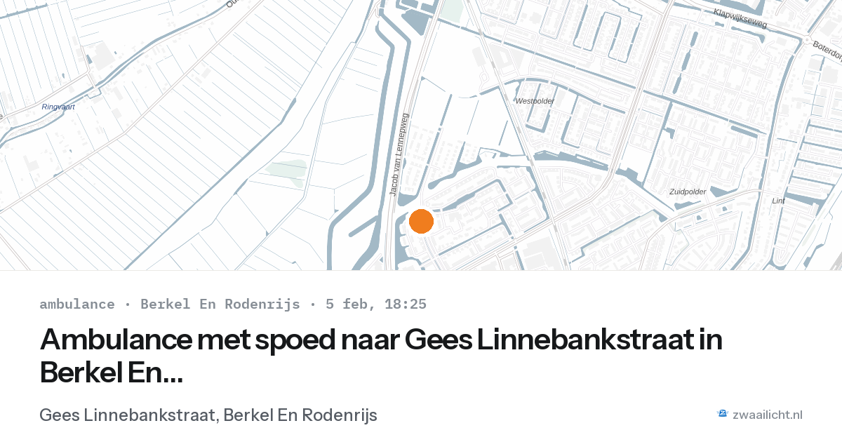 Ambulance met spoed naar Gees Linnebankstraat in Berkel En Rodenrijs — 5 feb 2026