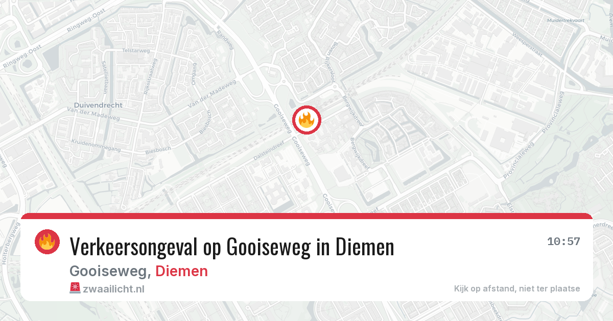 Verkeersongeval op Gooiseweg in Diemen — 21 mrt 2026