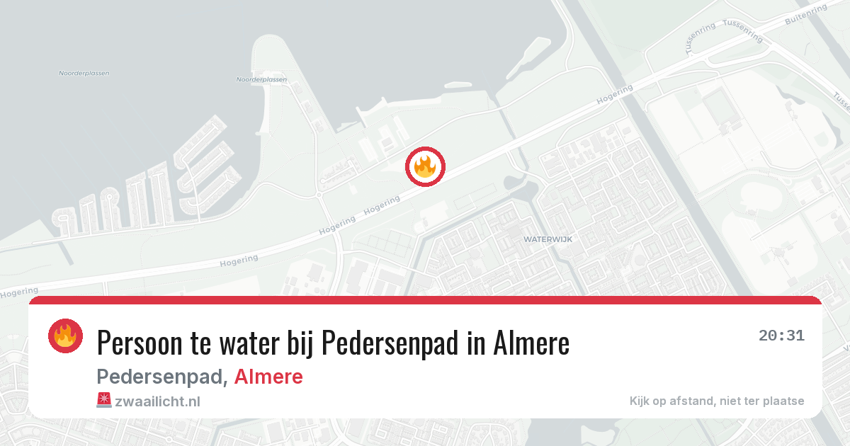 Persoon te water bij Pedersenpad in Almere — 21 jan 2026