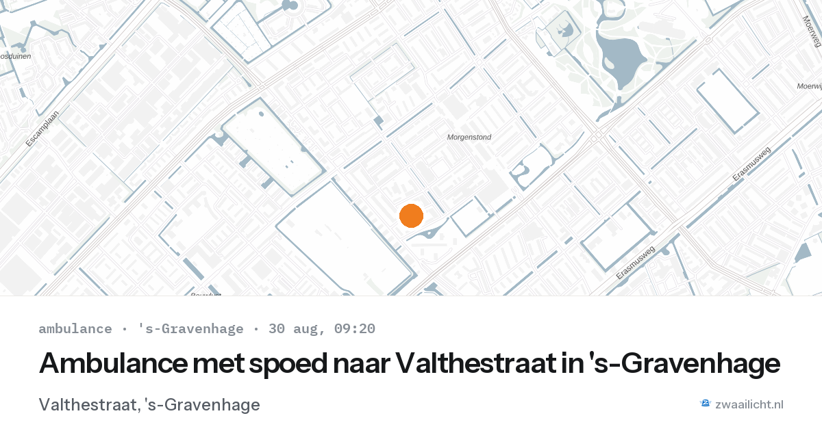 Ambulance met spoed naar Valthestraat in 's-Gravenhage — 30 aug 2026
