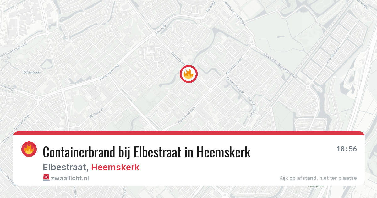 Containerbrand bij Elbestraat in Heemskerk — 16 jul 2026