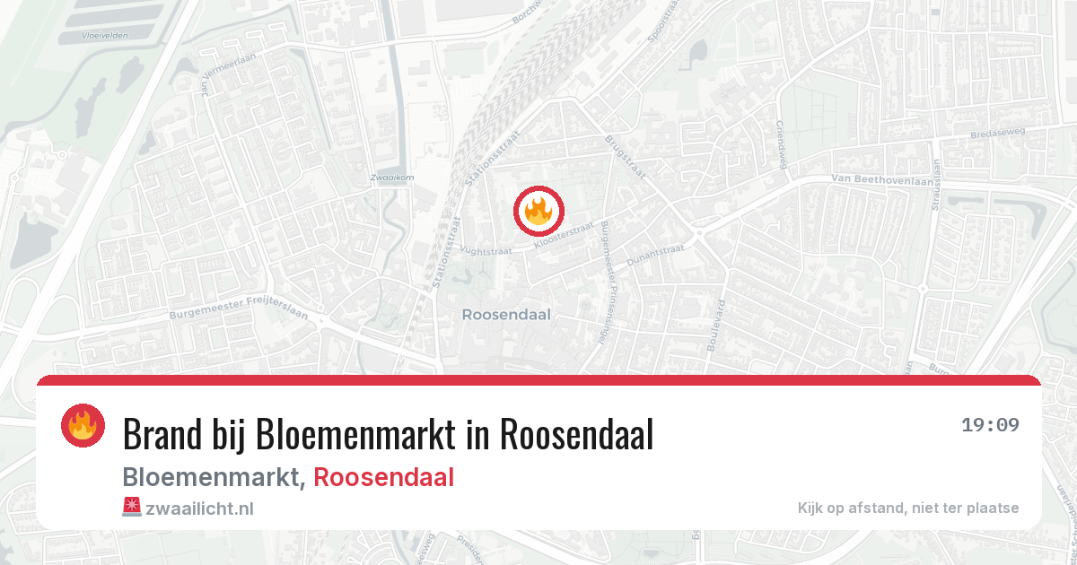 Brand bij Bloemenmarkt in Roosendaal — 16 jun 2026