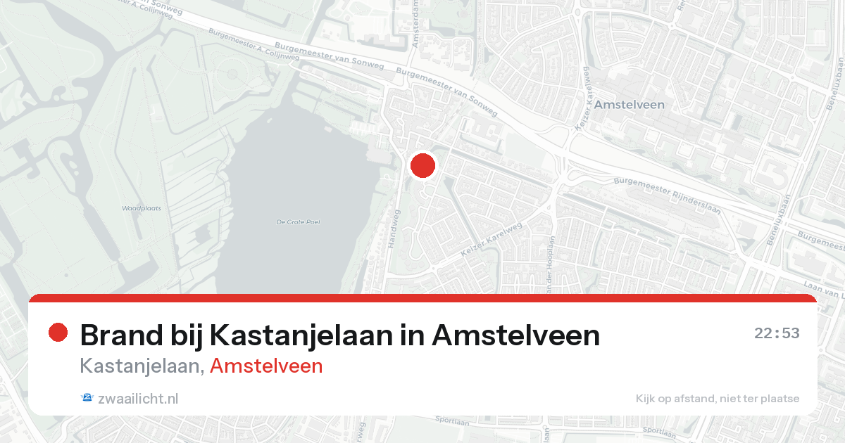 Brand bij Kastanjelaan in Amstelveen — 15 aug 2026