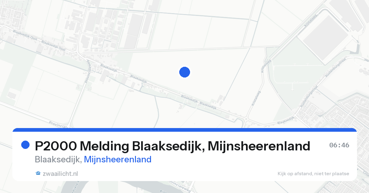 P2000 Melding Blaaksedijk, Mijnsheerenland — 20 aug 2026