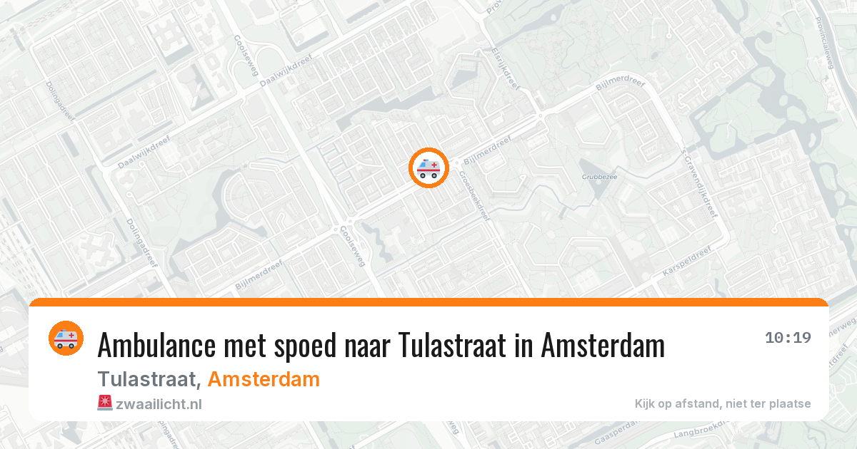 Ambulance met spoed naar Tulastraat in Amsterdam — 9 aug 2026