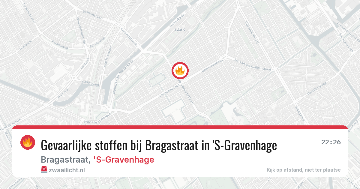 Gevaarlijke stoffen bij Bragastraat in 'S-Gravenhage — 22 mei 2026