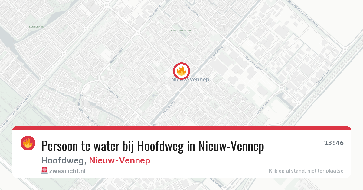 Persoon te water bij Hoofdweg in Nieuw-Vennep — 29 apr 2026