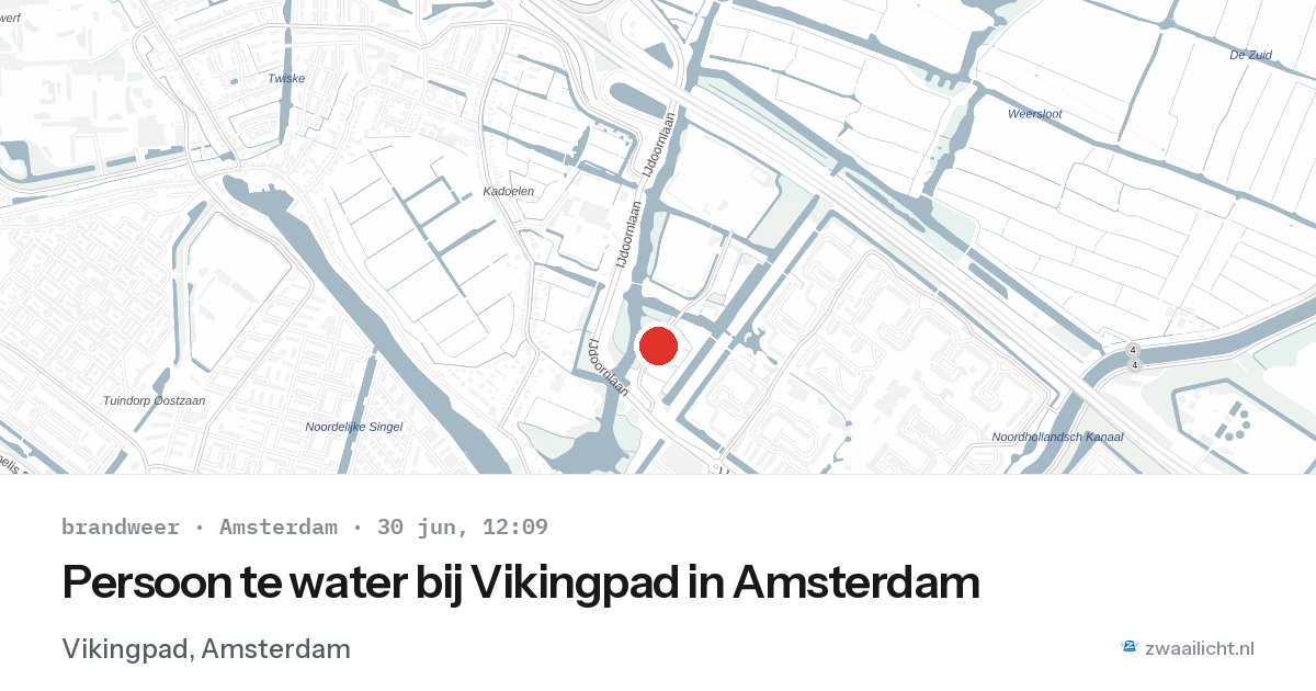 Persoon te water bij Vikingpad in Amsterdam — 30 jun 2026