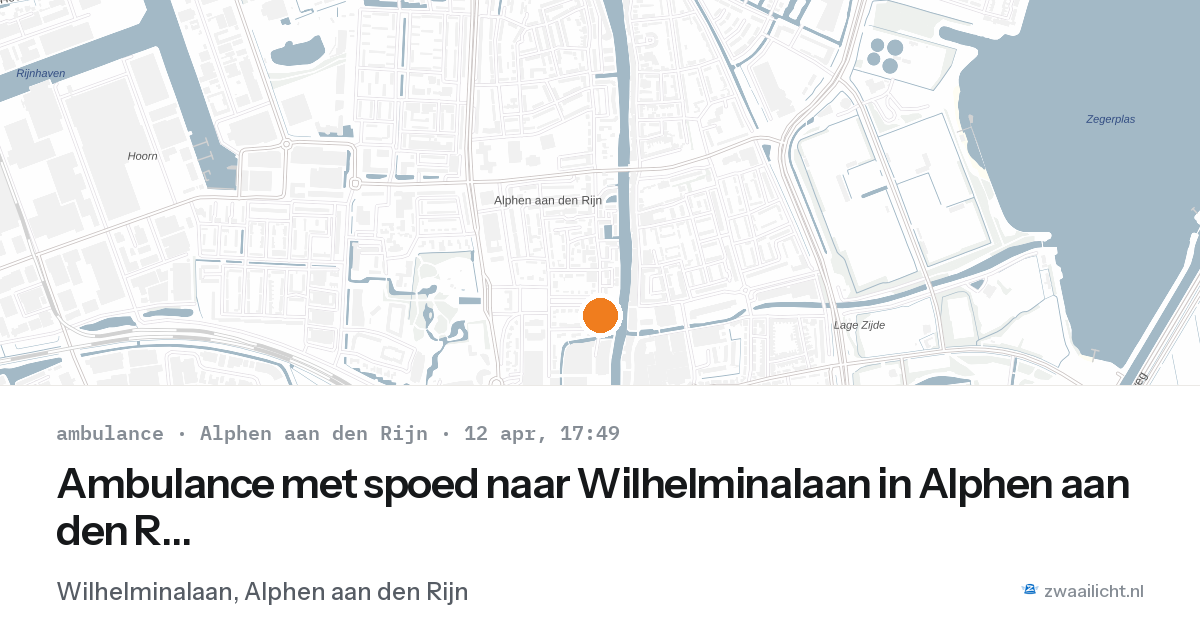 Ambulance met spoed naar Wilhelminalaan in Alphen aan den Rijn — 12 apr 2026