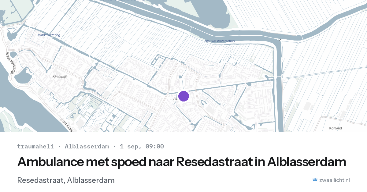 Ambulance met spoed naar Resedastraat in Alblasserdam — 1 sep 2026
