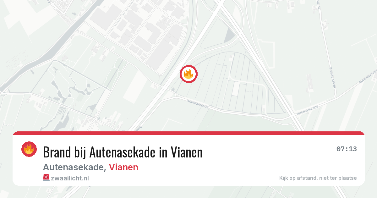 Brand bij Autenasekade in Vianen — 12 aug 2026
