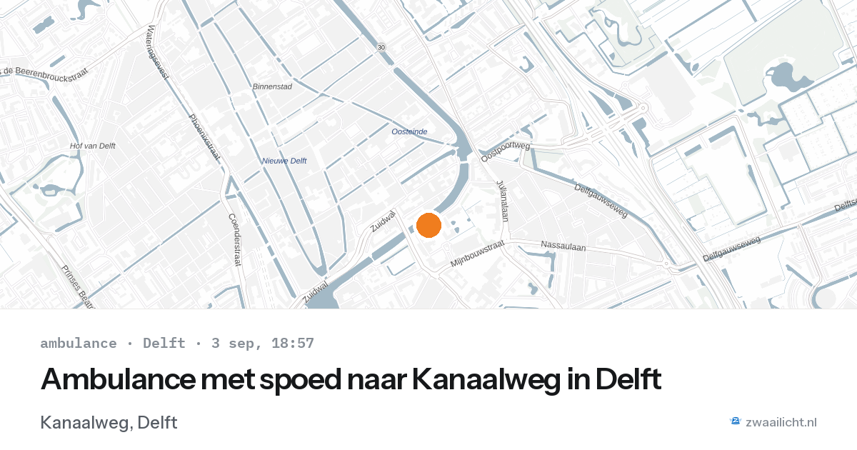 Ambulance met spoed naar Kanaalweg in Delft — 3 sep 2026